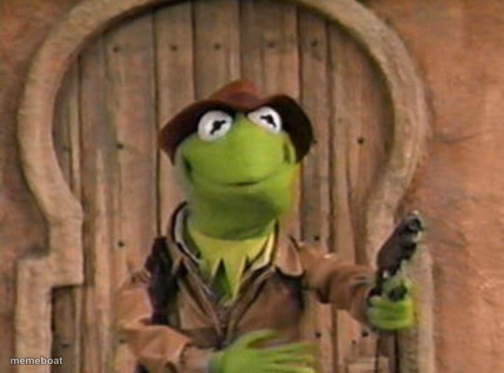 Kermit the frog with gun - meme generator image preview