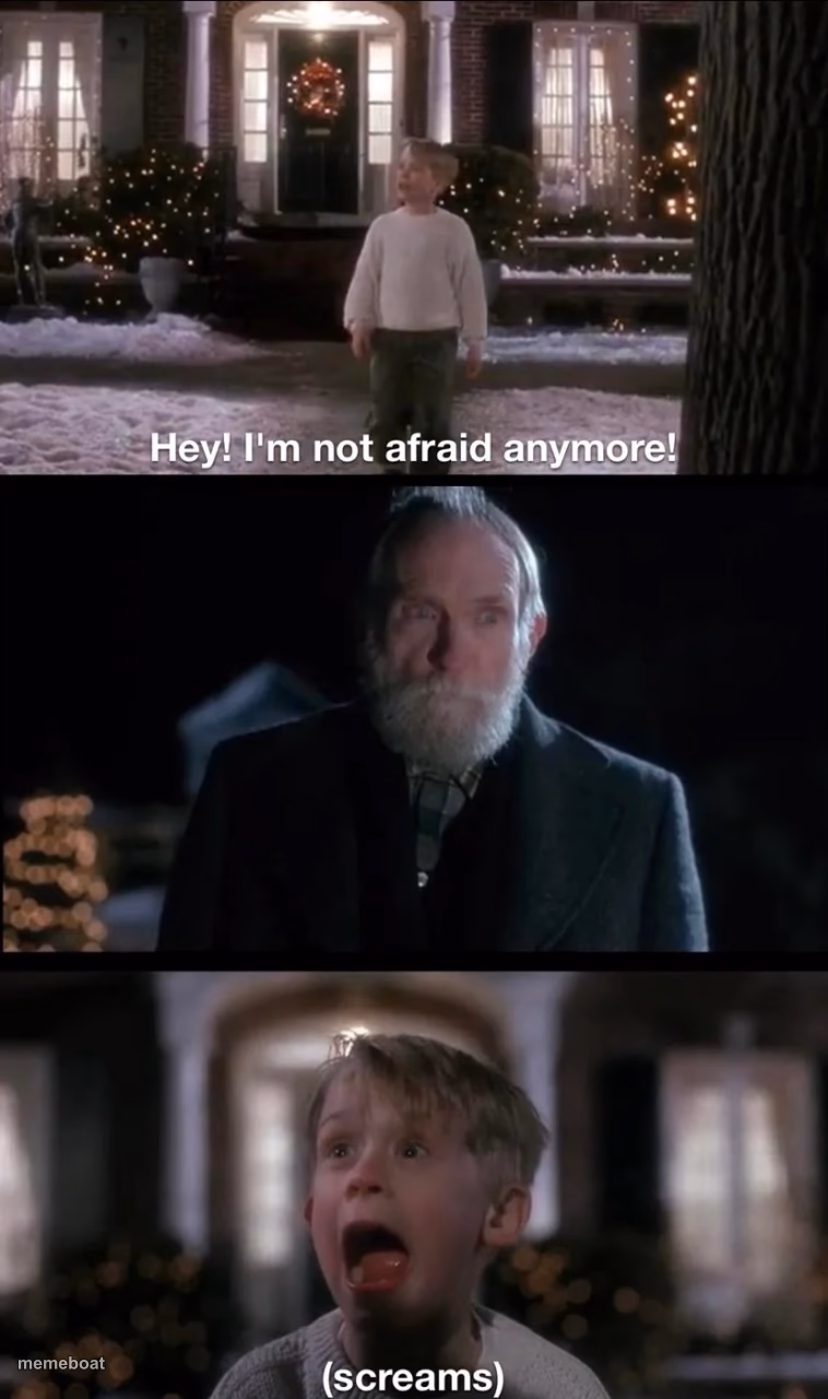 Kevin from Home Alone being scared the shit by old man marley - meme generator image preview