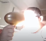 Kid blinding himself
