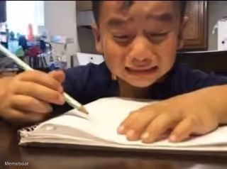Kid Crying While Doing Homework