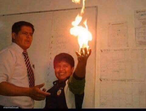 Kid holding fire - meme generator image preview