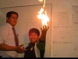 Kid holding fire