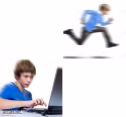 Kid runs to Computer - meme generator image preview