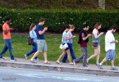 Kids cell phone zombie walk - meme generator image preview