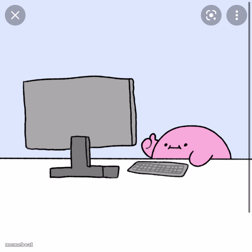 Kirby thumbs up while looking at a computer - meme generator image preview