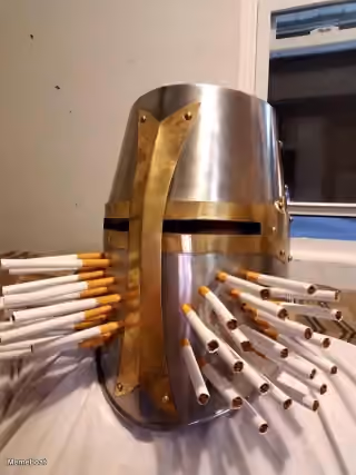 Knight Helmet With Cigarettes