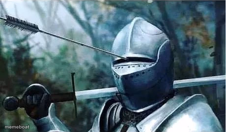 Knight with arrow in his eye - meme generator image preview