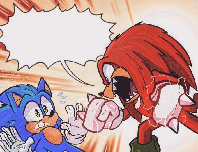 Knuckles yelling at Sonic - meme generator image preview