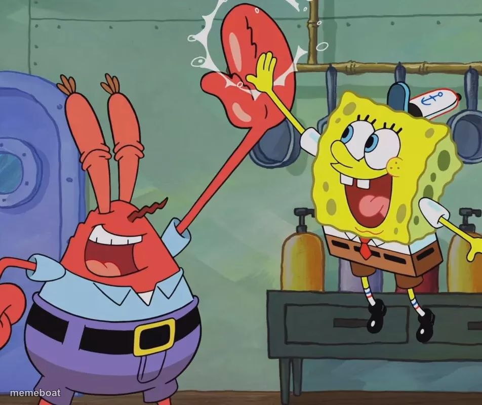 Krusty Krab Spongebob high five - meme generator image preview