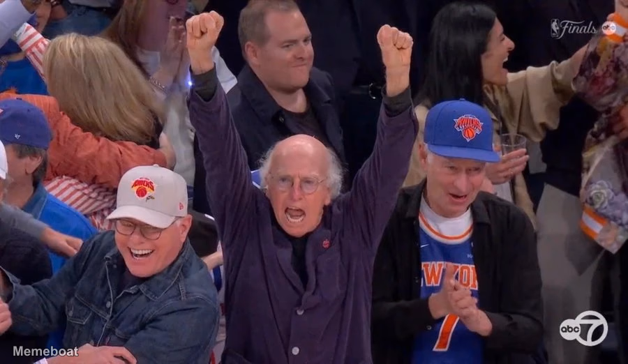 Larry David Celebrating at NBA Finals - meme generator image preview