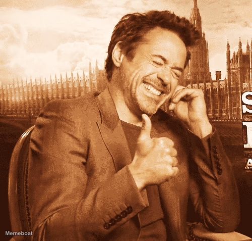 RDJ Laughing Thumbs Up - meme generator image preview