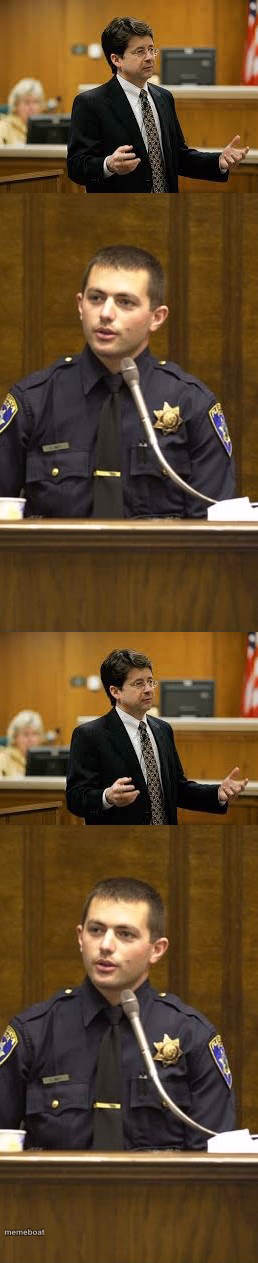 Lawyer and Cop testifying - meme generator image preview