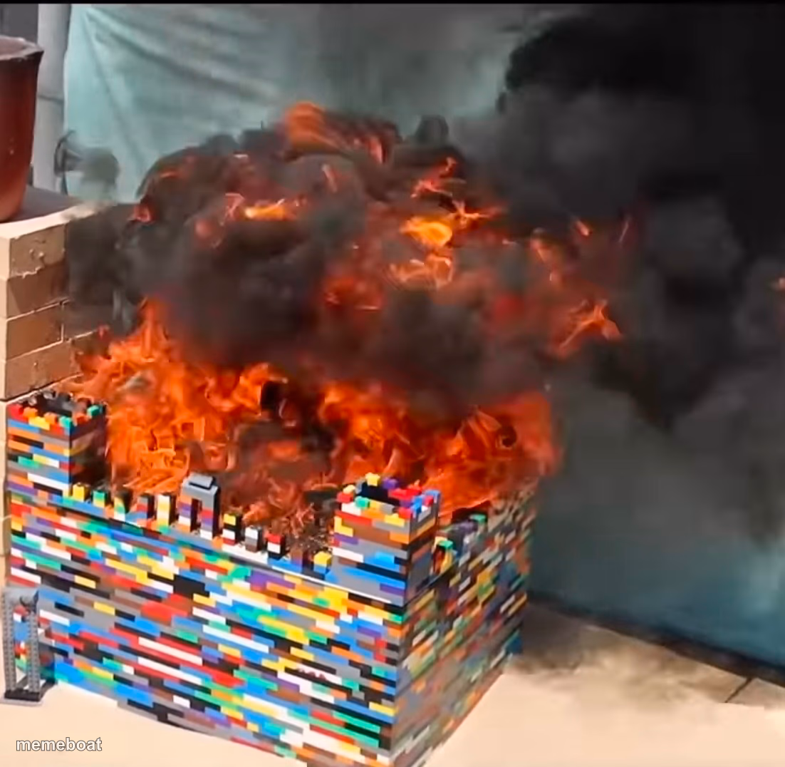 lego on fire - meme generator image preview