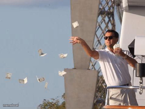 Leonardo DiCaprio throwing Money - meme generator image preview