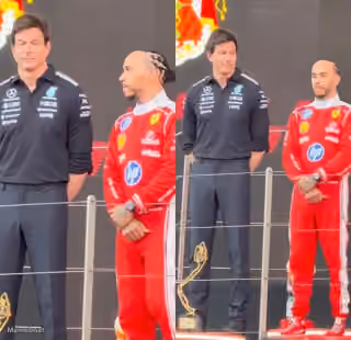 Lewis Hamilton and Toto Wolff Awkward Podium Moment