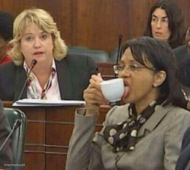 licking coffee cup - meme generator image preview