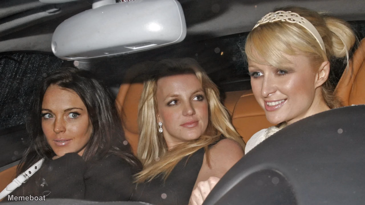 Lindsay Lohan, Britney Spears, and Paris Hilton riding together - meme generator image preview