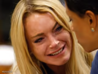 Lindsay Lohan tearing up