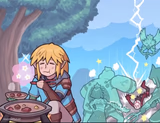 Link eat peacefully, while the Sages beat Yiga down