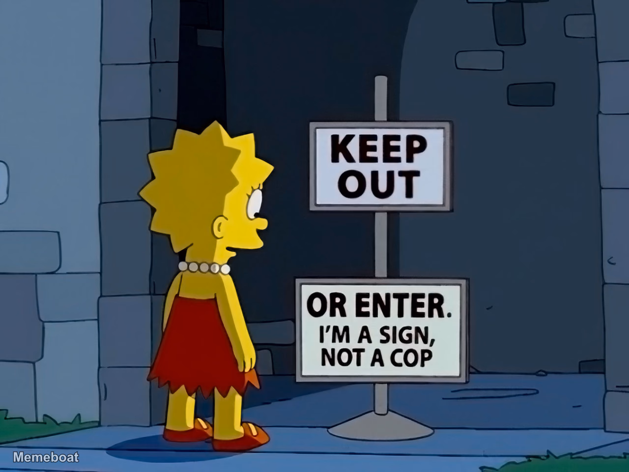 Lisa Simpson "I'm a Sign, Not a Cop" - meme generator image preview