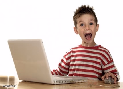 Little Boy At Computer - meme generator image preview
