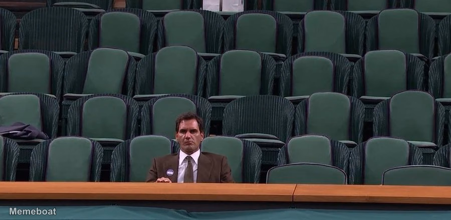 Lonely Federer Sits by Himself - meme generator image preview