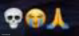 low quality skull and crying and praying emojis