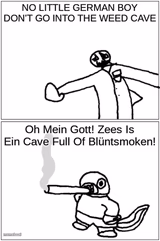 Lucas enters the weed cave