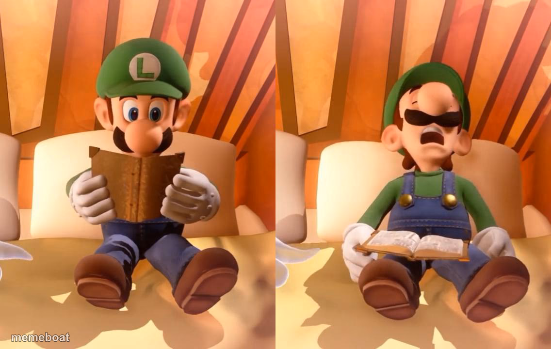 Luigi reading - meme generator image preview