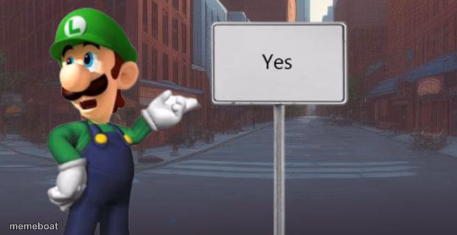 Luigi Yes Sign - meme generator image preview