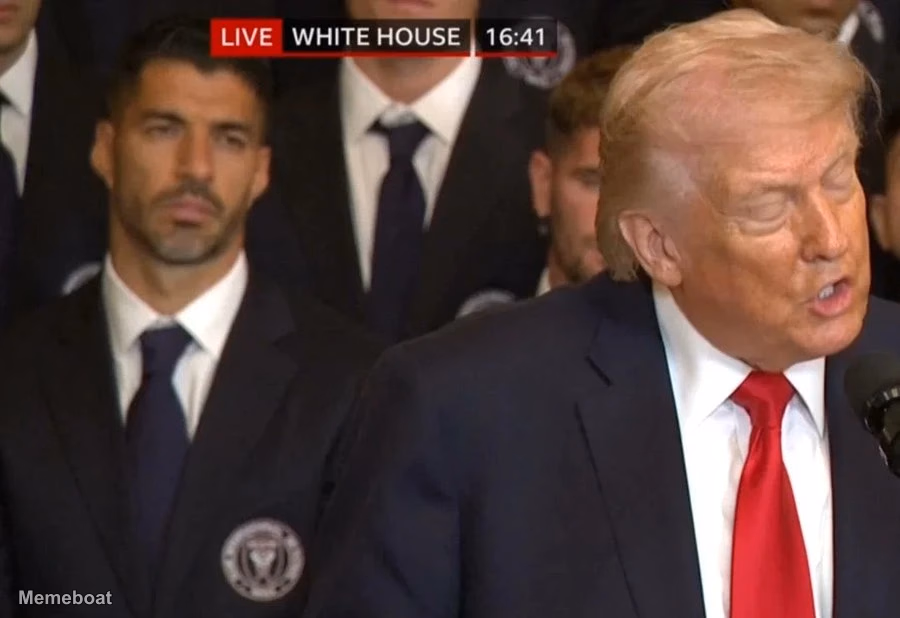 Luis Suarez Staring at Trump - meme generator image preview