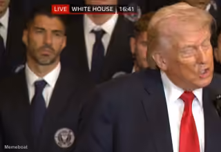 Luis Suarez Staring at Trump
