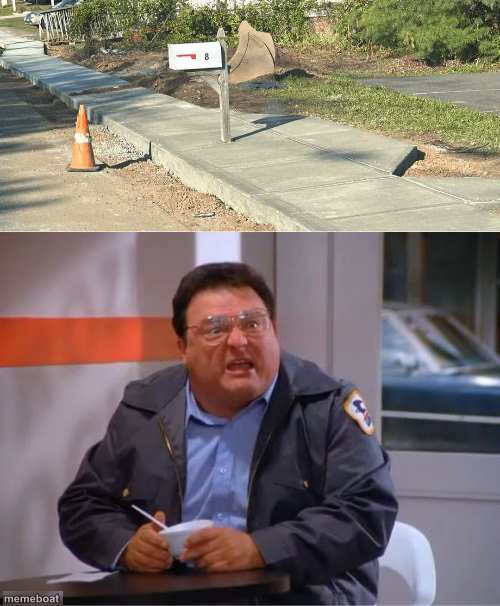 Mailbox in the sidewalk's way - meme generator image preview