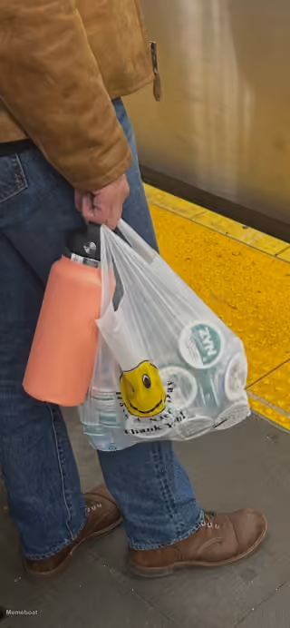 Man Carrying a Bag Stuffed with Zyn Nicotine Pouches