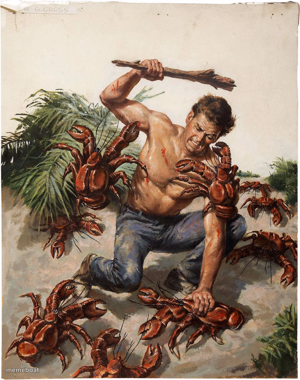 Man crab fight - meme generator image preview