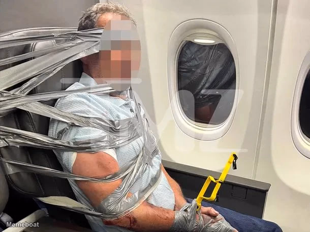 Man duct-taped to his seat - meme generator image preview