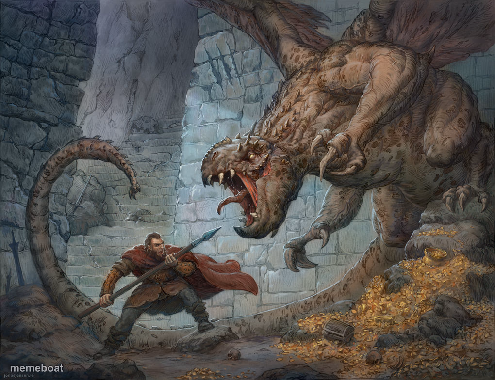 Man Fighting Dragon - meme generator image preview