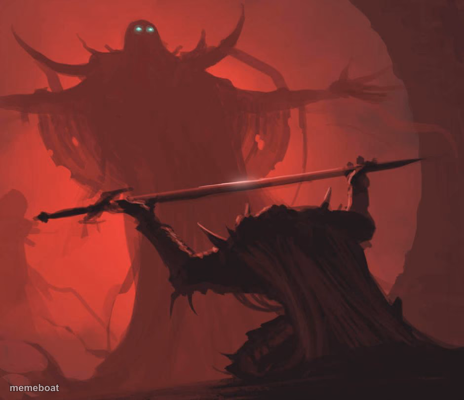 Man giving sword to larger man - meme generator image preview