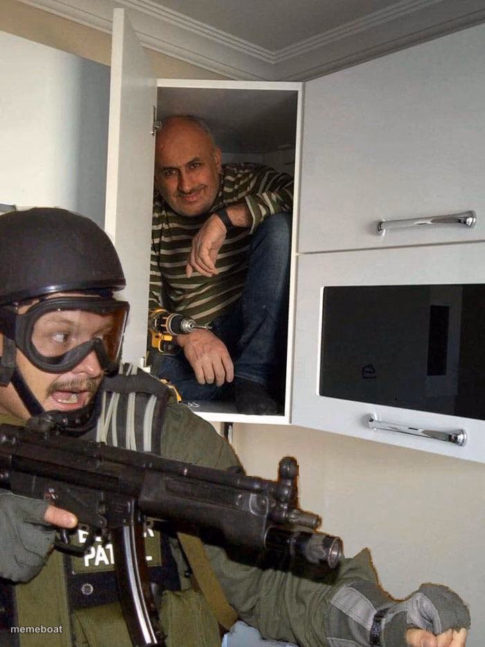 Man hiding in cabinet - meme generator image preview