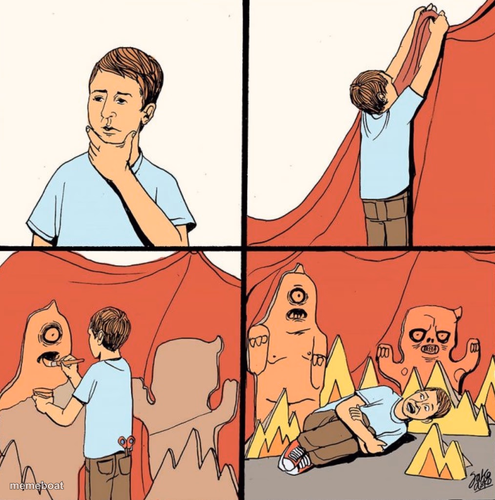 Man makes his own monsters from cardboard - meme generator image preview