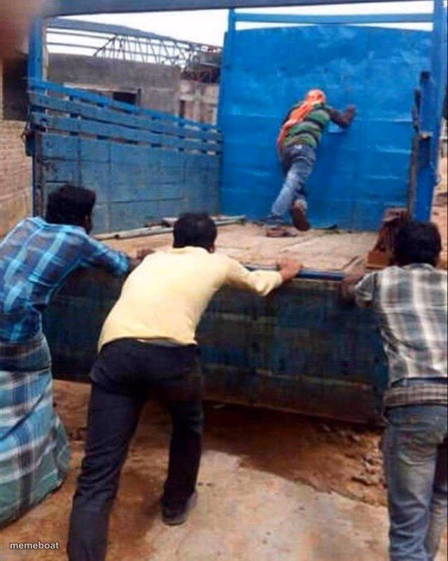 man pushing truck - meme generator image preview