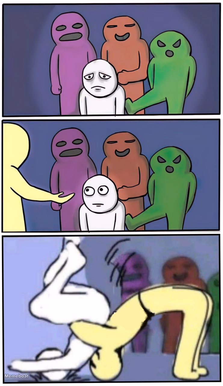 Man Rejected From Hug and Thrown - Comfort vs. Violence - meme generator image preview