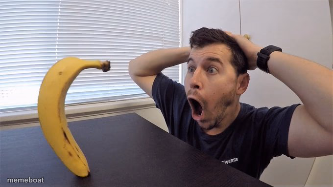Man shocked at banana original - meme generator image preview