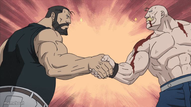 Buff Anime Guys Handshake - meme generator image preview