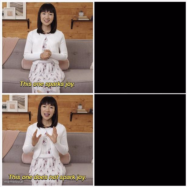 Marie Kondo Spark Joy - meme generator image preview