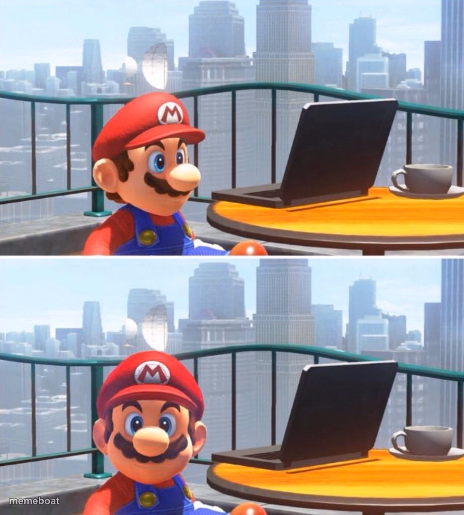 Mario looks at computer - meme generator image preview