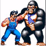 Mario punching Donkey kong