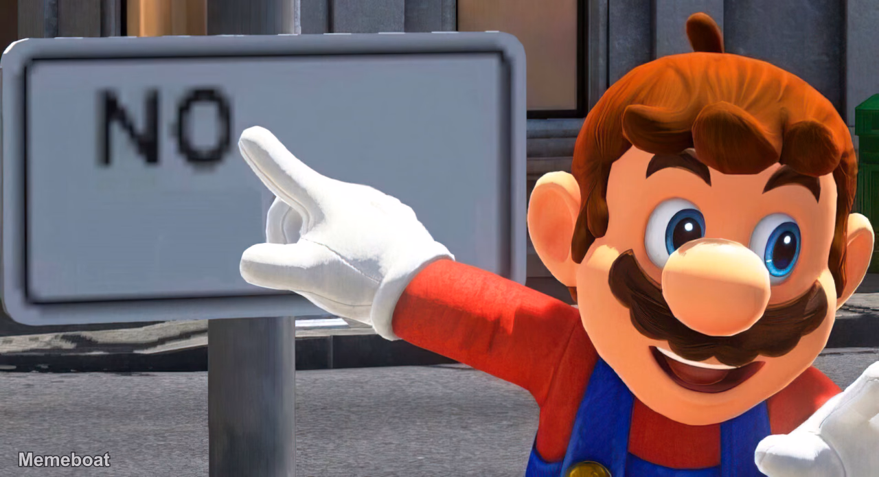 Mario Says No - meme generator image preview