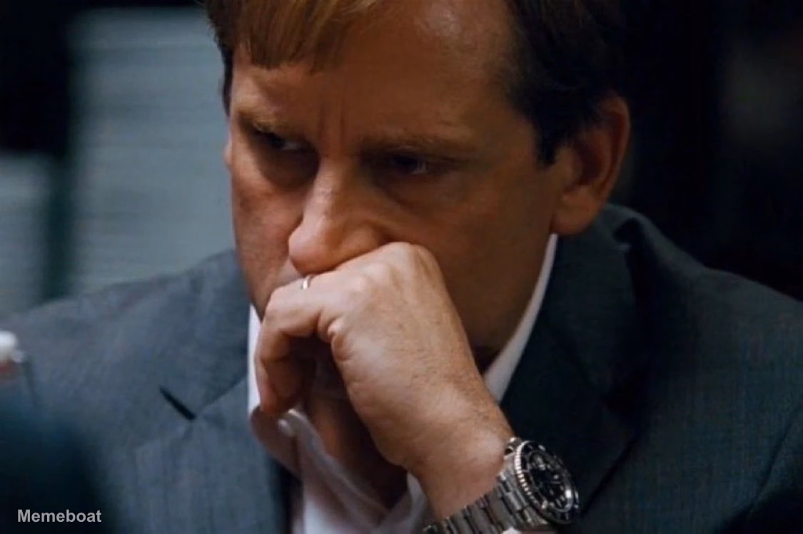 Mark Baum Steve Carell Having Doubts - the Big Short - meme generator image preview
