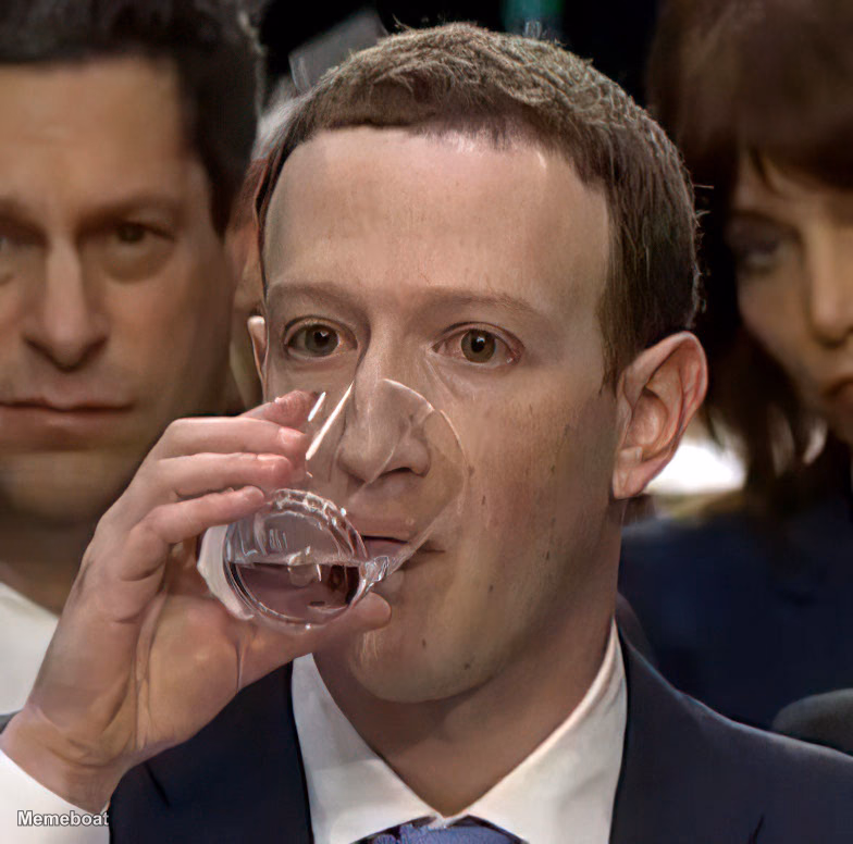 Mark Zuckerberg Drinking Water - meme generator image preview